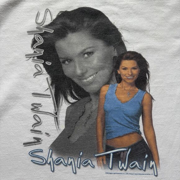 Vintage Shania Twain Up! 2003 Concert Tour T Shirt Size L White 2 Sided Y2K - Picture 5 of 9